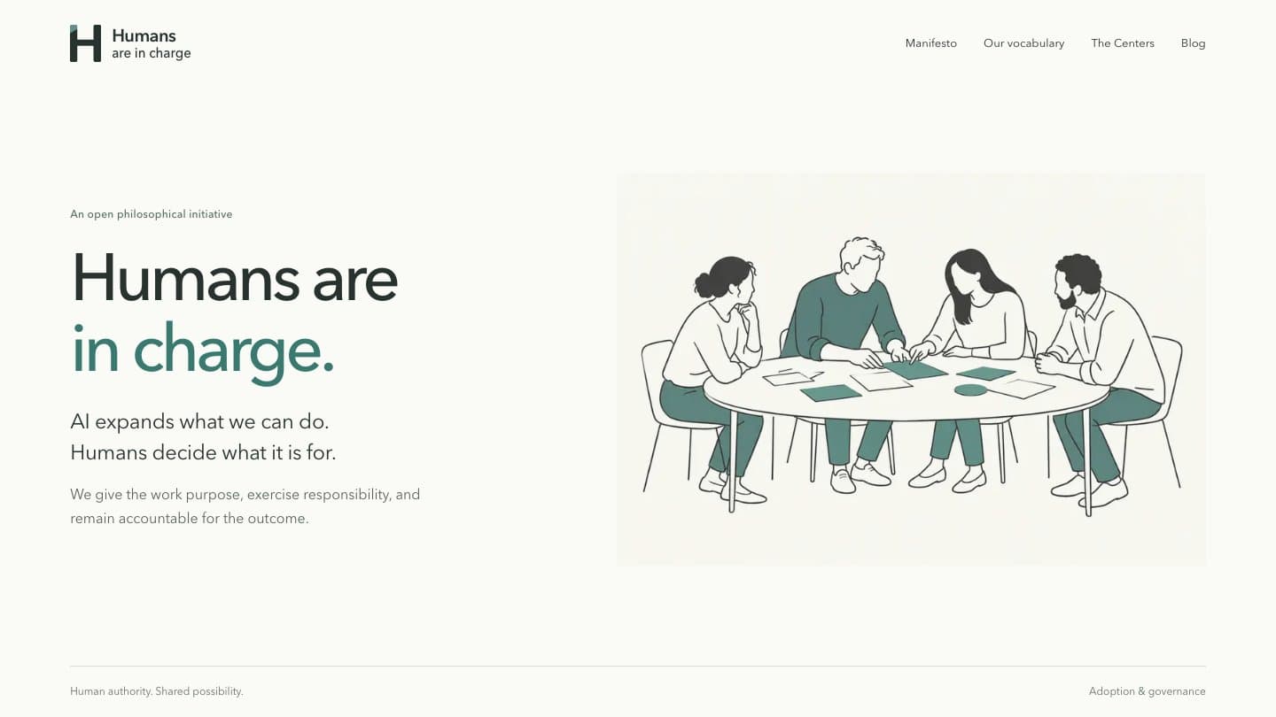 Humans Are In Charge homepage preview